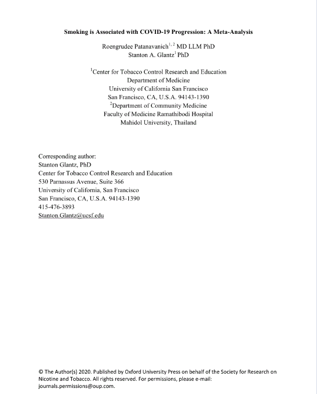 Smoking is Associated with COVID-19 Progression: A Meta-Analysis - UCSF