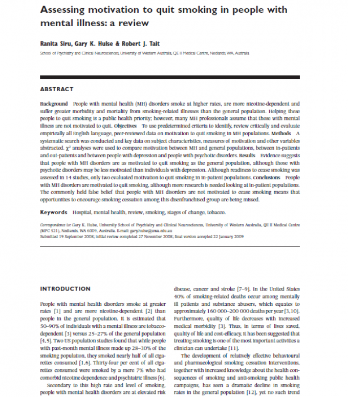 Assessing motivation to quit smoking in people with mental illness: a review